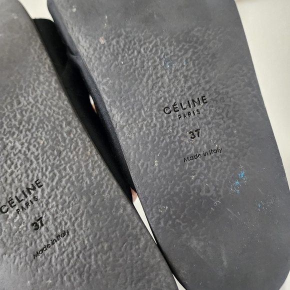 Celine Twist Knot Black Leather Slide Sandals Designer Beach Boho Classic 37 - Picture 12 of 13